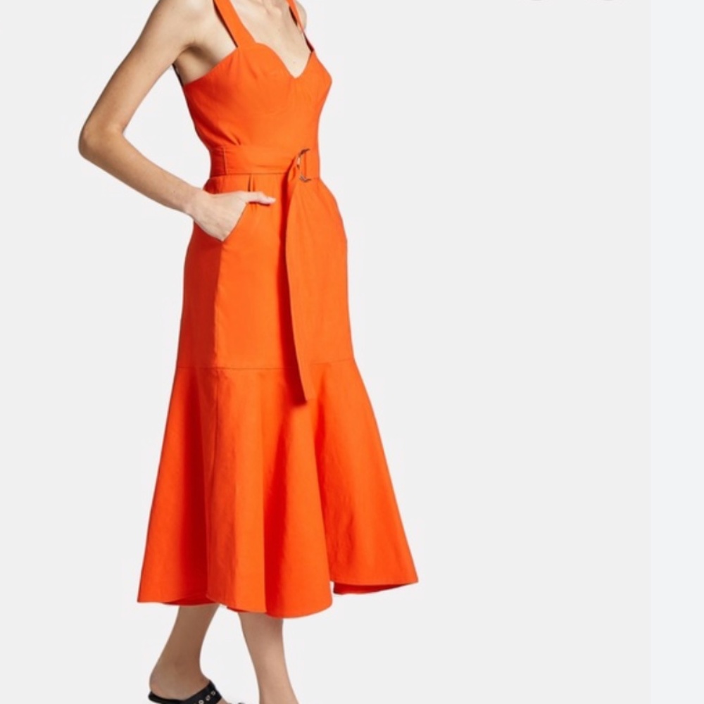 Orange A.L.C. Sabrina Linen Blend Bustier Midi Dress🧡 - Picture 3 of 13